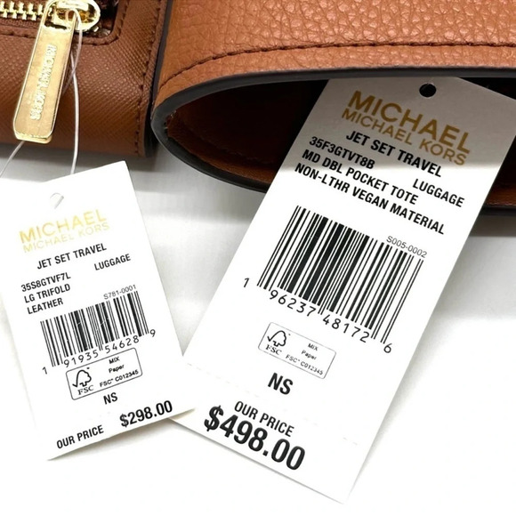 Michael Kors Jet Set Medium Pocket Tote Bag & Large Trifold Wallet Luggage (NWT) - Picture 14 of 14